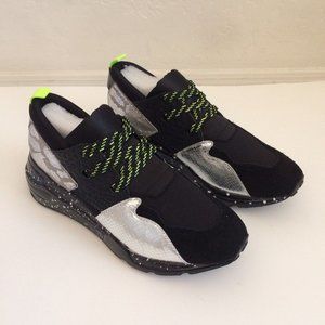 Steve Madden Ridge Sneakers Mens 7M Black Silver Snake Print Laced Fashion Shoes